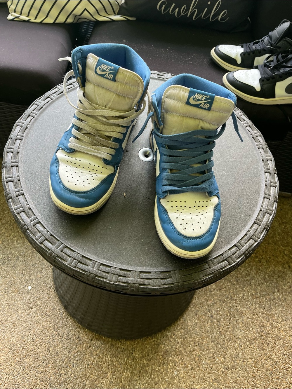 Nike Air Jordan 1 High Top Sneakers - Blue & White - Picture 2 of 5